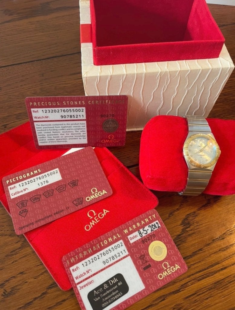 Horloge Omega Constellation Diamond Mother of Pearl., Ophalen, Polshorloge, 1960 of later, Verguld