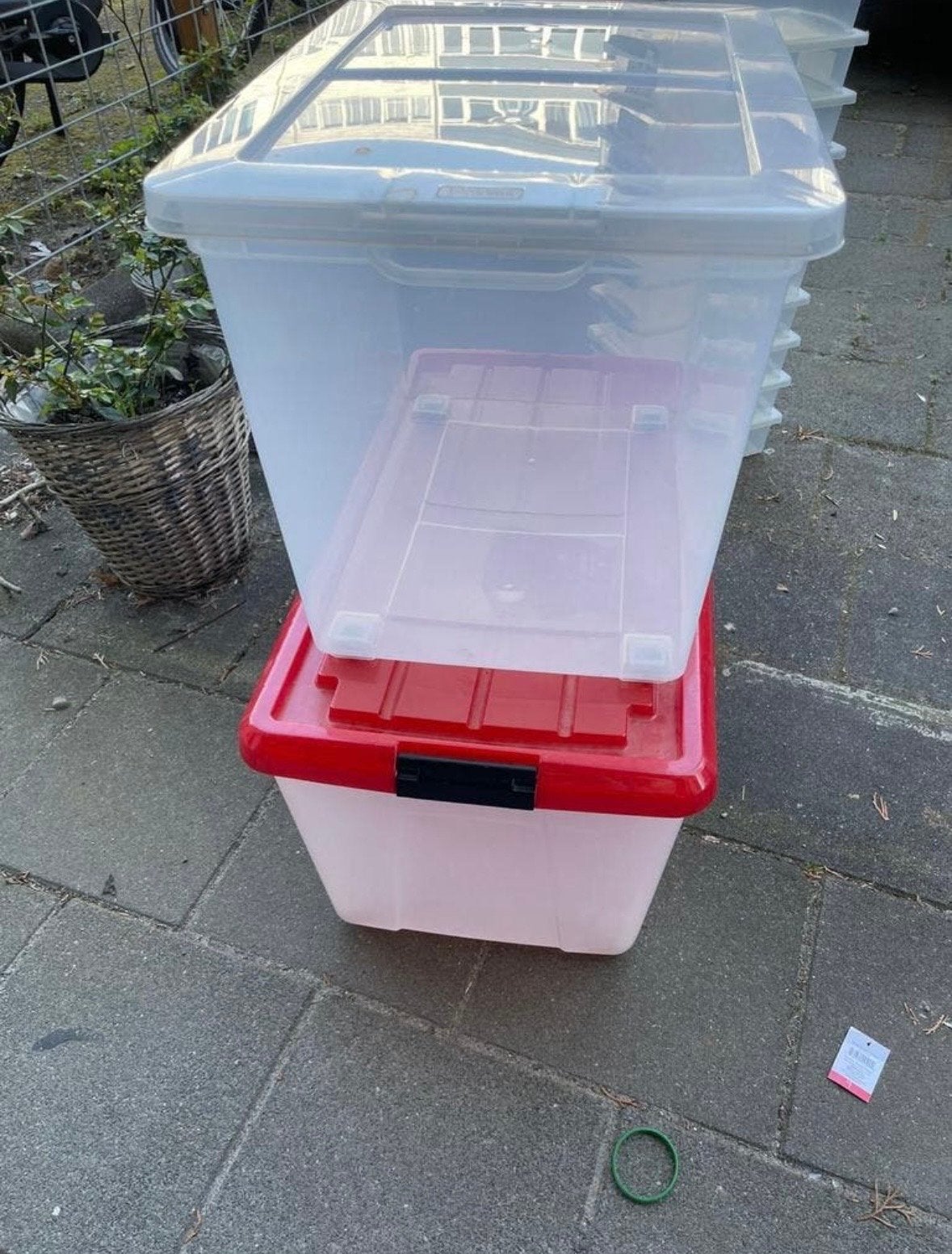 Set van 5 opbergbakken met deksel / 10 per stuk, Ophalen, 50 – 75, Kunststof, 50 tot 100 cm