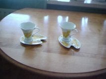 2 bekers met schotel € 7.50, Huis en Inrichting, Keuken | Servies, Ophalen of Verzenden, Zo goed als nieuw, Overige stijlen, Kop(pen) en/of Schotel(s)
