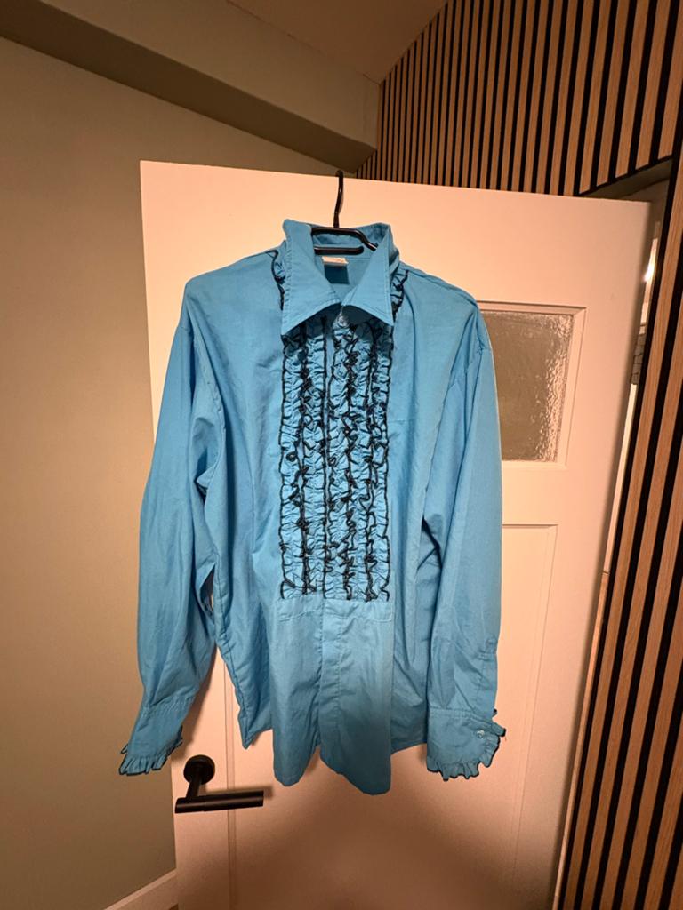 Adriaan blouse met ruches, Ophalen of Verzenden, Gedragen, Blauw, Overige halswijdtes