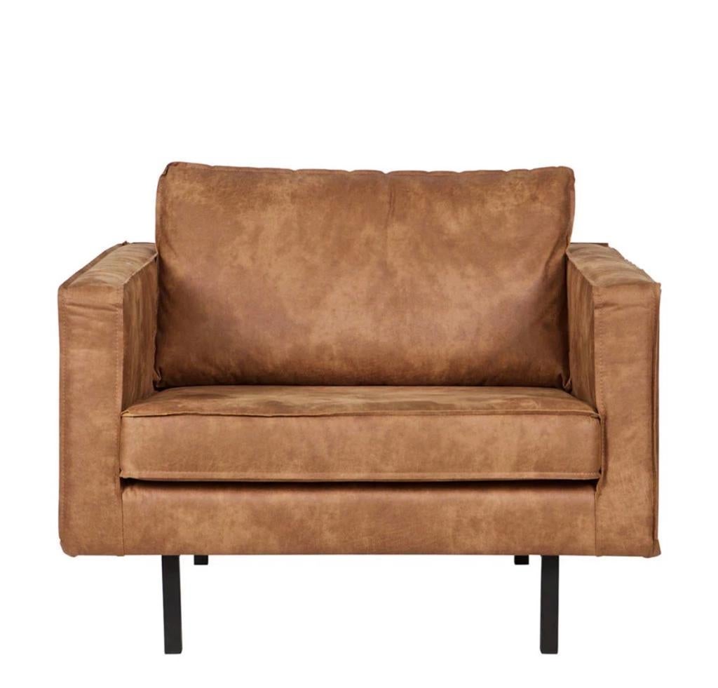 Bepurehome/WOOOD Rodeo Cognac Love Seat - 1,5 zits fauteuil, Ophalen, Eenpersoons, 75 tot 100 cm, Zo goed als nieuw