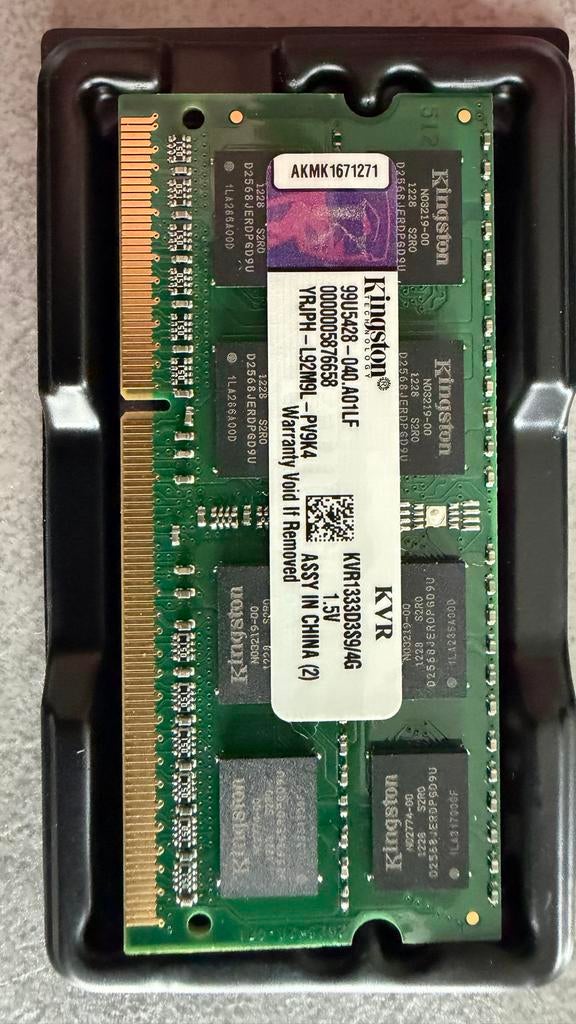 Kingston KVR1333D3S9/4G 4GB DDR3 SODIMM RAM, Computers en Software, RAM geheugen, Gebruikt, DDR3, Ophalen of Verzenden, Laptop