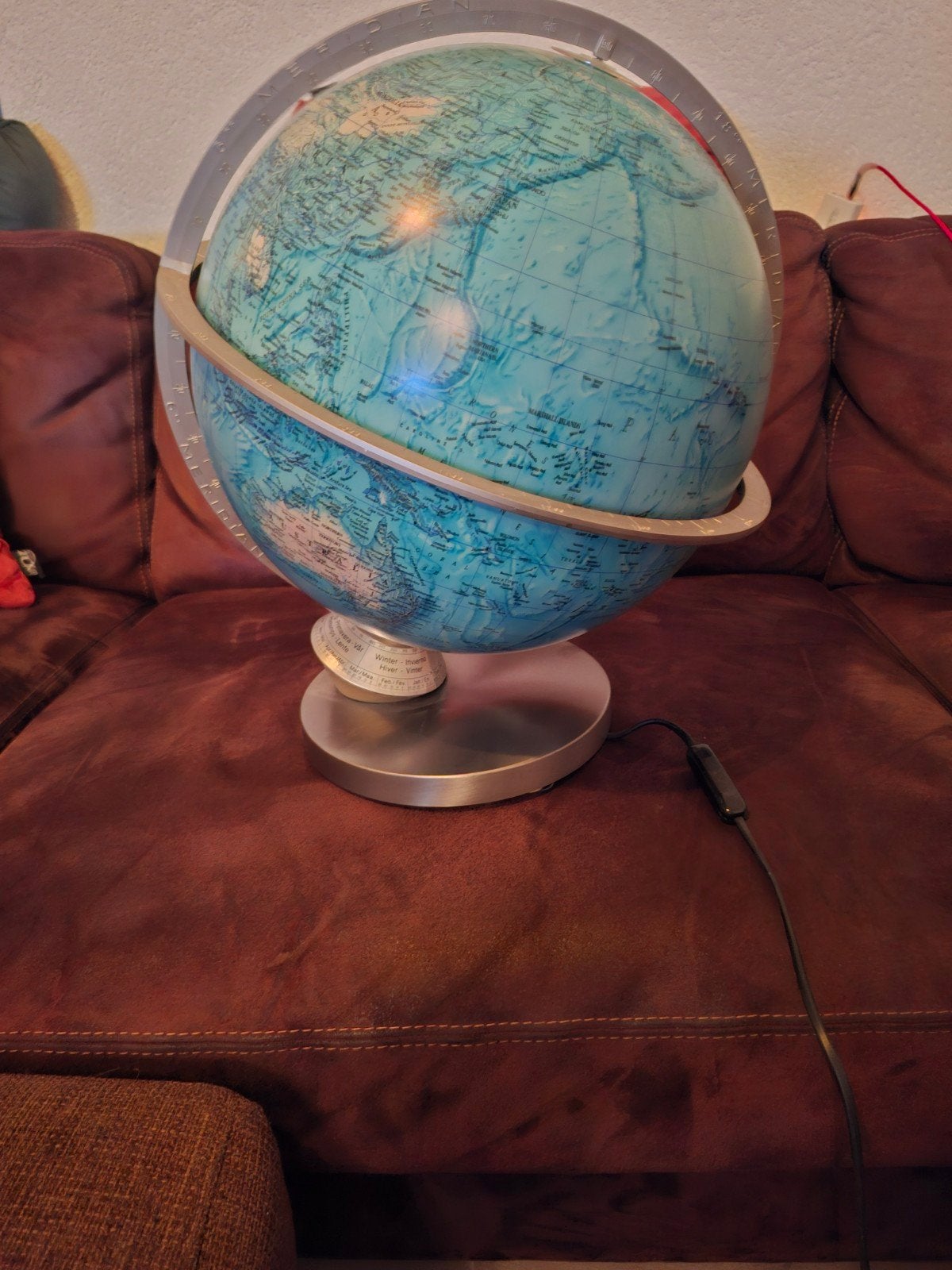 Vintage Verlichte Wereldbol - Paul Oestergaard Columbus, Gebruikt, Kunststof, Fysische wereldbol, Verlicht