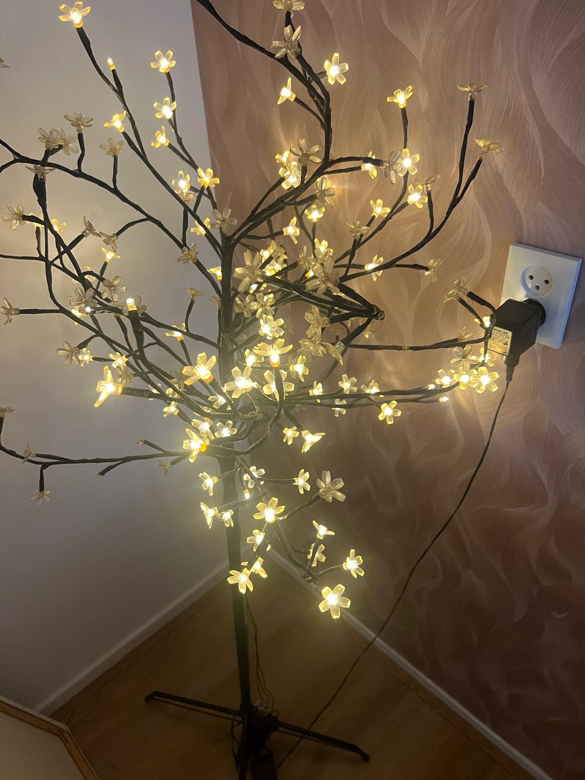 LED-boom met bloesemverlichting, Gebruikt, Kunststof, Zwart, Ophalen of Verzenden