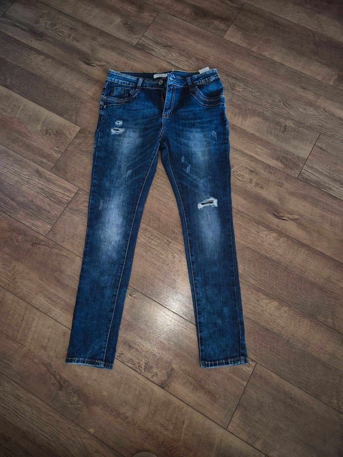 Jewelly MT 38 Nieuwe Stretch Spijkerbroek, Blauw, Nieuw, W30 - W32 (confectie 38/40), Jewelly