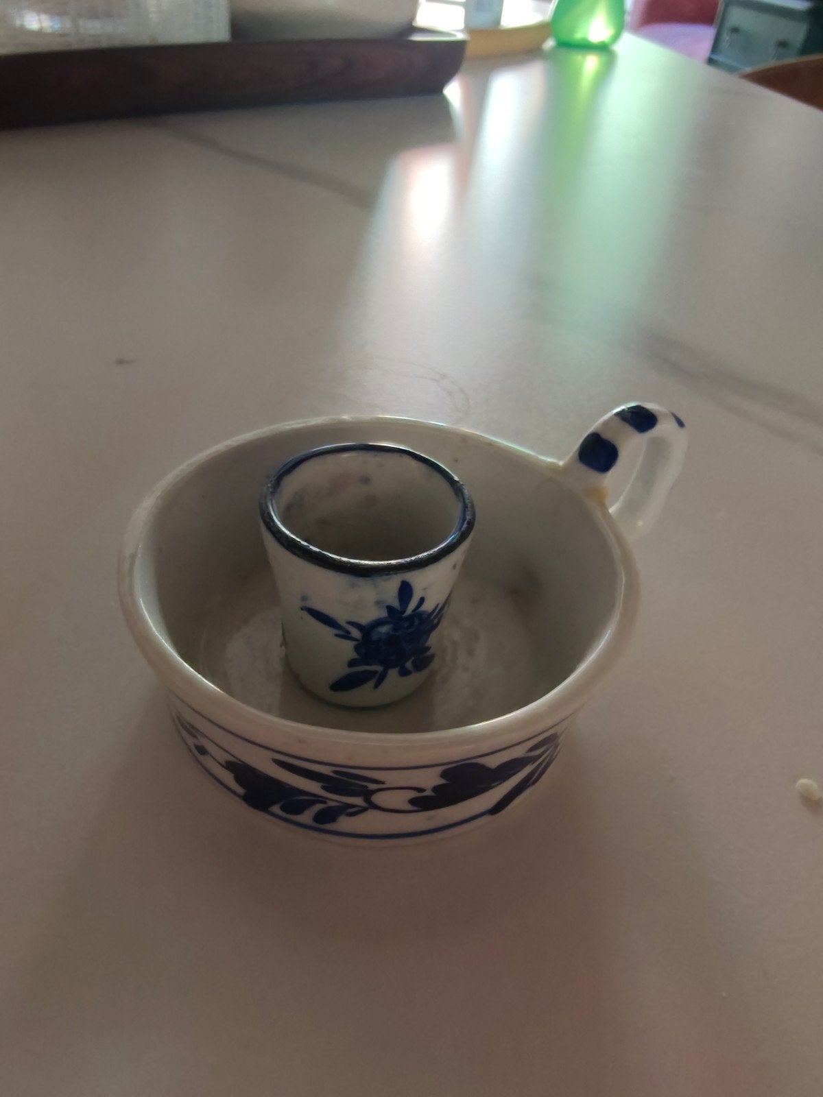 Antieke Delfts Blauwe Kaarsenhouder, Ophalen of Verzenden, Keramiek of Aardewerk