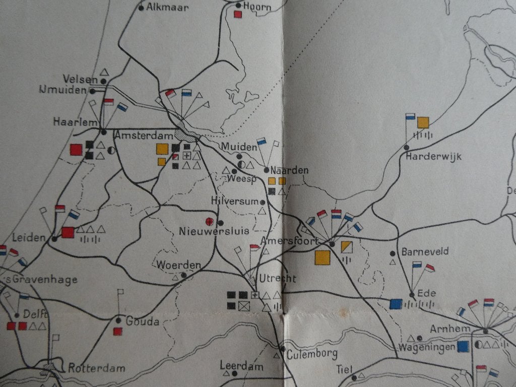 Grote landkaart Vredesgarnizoenen Nederland 1918, Ophalen of Verzenden, Landmacht, Nederland, Foto of Poster
