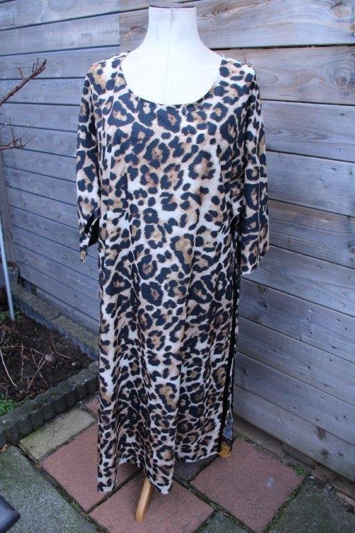 Jurk leopard Miss J Yoek mt 42-44 Vaste prijs, Yoek, Zwart, Maat 42/44 (L), Ophalen of Verzenden