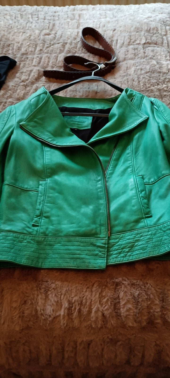 Claudia Sträter leren jasje - Super mooi groen, Kleding | Dames, Maat 38/40 (M), Ophalen of Verzenden, Zo goed als nieuw, Claudia Sträter
