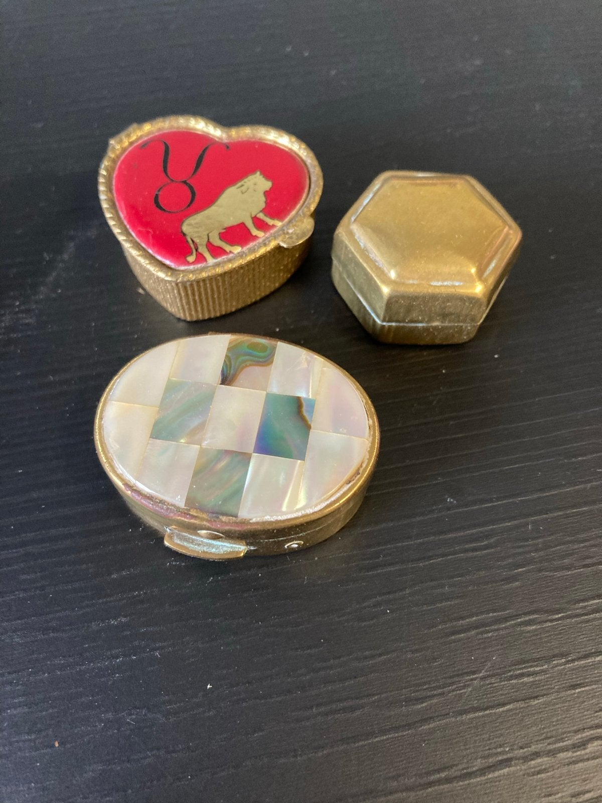 Set van 3 Vintage Pillendoosjes - Hart, Ovaal, Hexagon, Ophalen of Verzenden