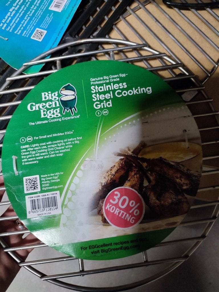 bge stainless steel cooking grid, Ophalen of Verzenden, Nieuw, Big Green Egg
