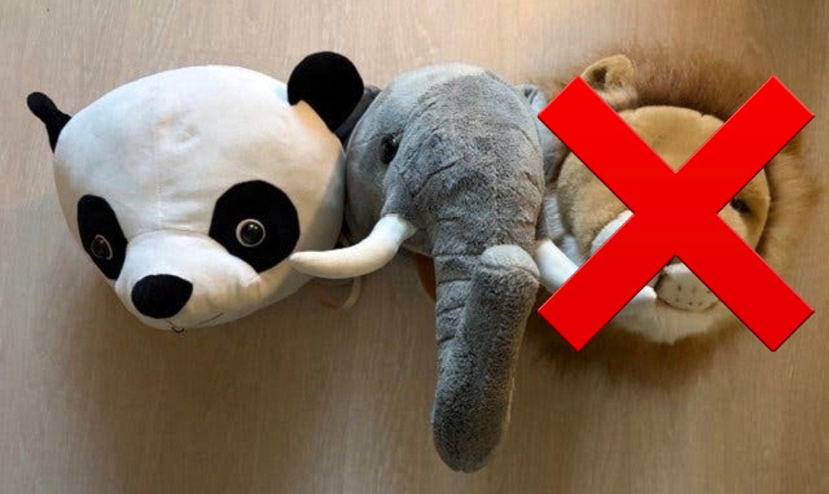 Kinderkamer decoratie Jungle dierenkoppen (panda&olifant), Ophalen of Verzenden, Gebruikt, Wasbaar, Wanddecoratie