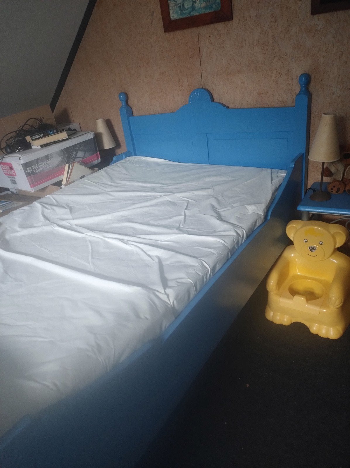 Twijfelaar bed 125x200cm - Blauw, Huis en Inrichting, Slaapkamer | Bedden, Ophalen, Gebruikt, Blauw, 200 cm