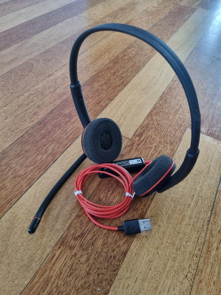 Professionele USB headset van Plantronics, model C3220, Computers en Software, Headsets, Zo goed als nieuw, On-ear, Bedraad, Inklapbare microfoon