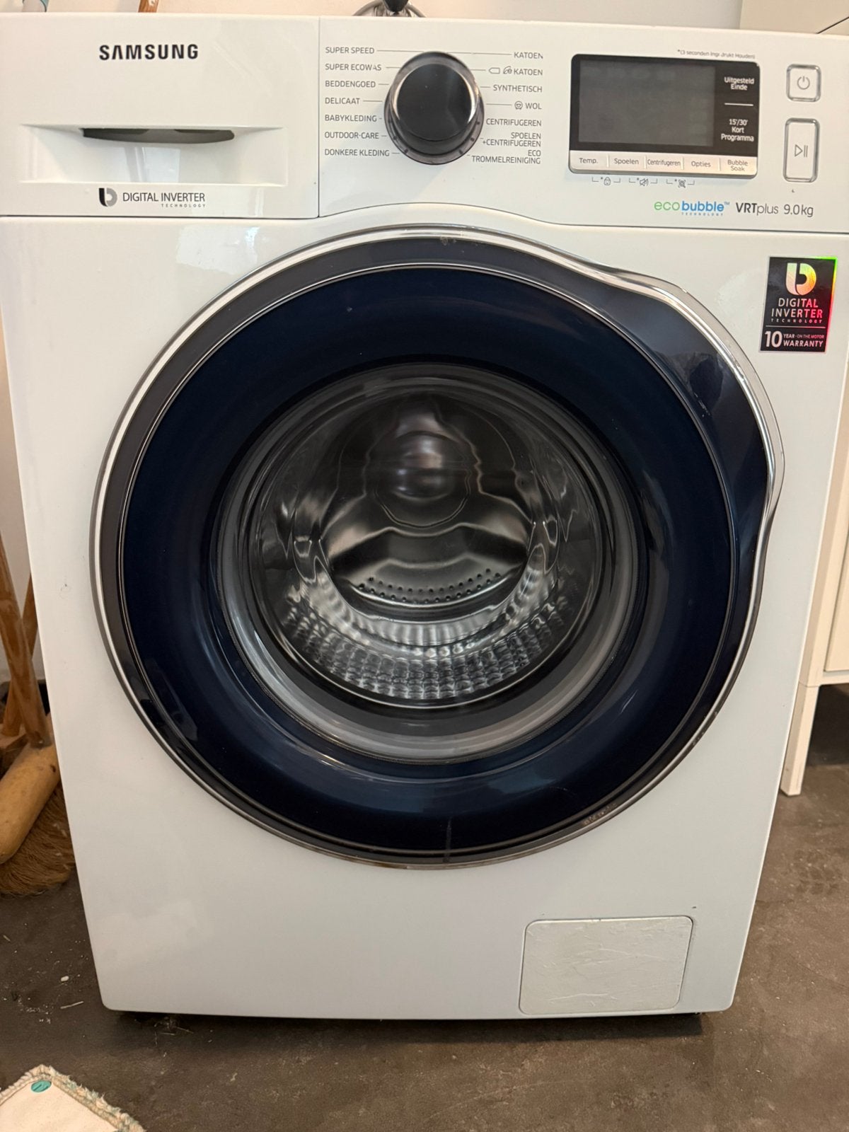 Samsung ecobubble vrt plus 9kg wasmachine, 1200 tot 1600 toeren, Gebruikt, 8 tot 10 kg, 85 tot 90 cm