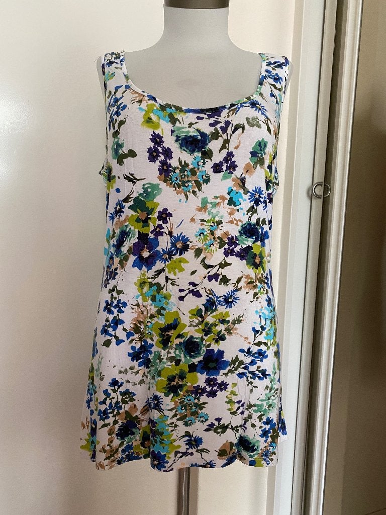 top 42/44 wit/blauw/groen, Blauw, Maat 42/44 (L), Ophalen of Verzenden, Zo goed als nieuw