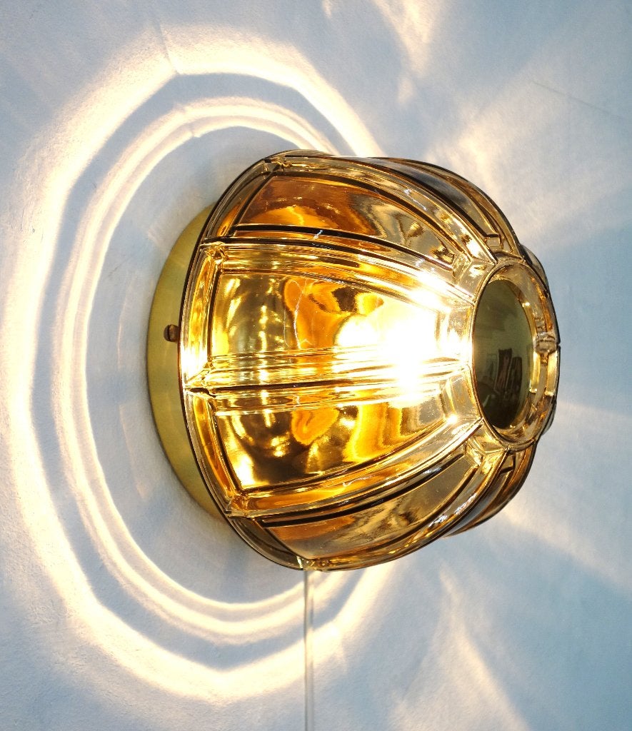 Vintage wandlamp Glashütte Limburg plafondlamp sunburst, Ophalen of Verzenden, Gebruikt