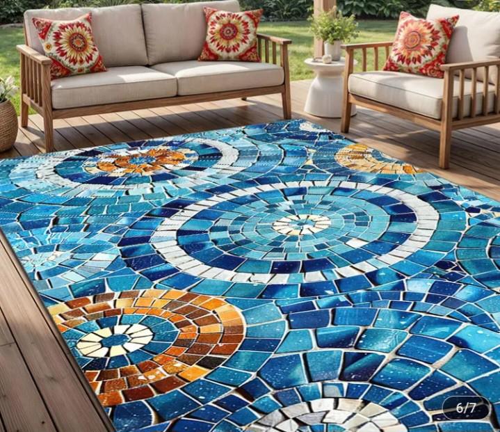 Mozaïek print (buiten) vloerkleed, Huis en Inrichting, Stoffering | Tapijten en Kleden, Ophalen, 150 tot 200 cm, Rechthoekig, Nieuw