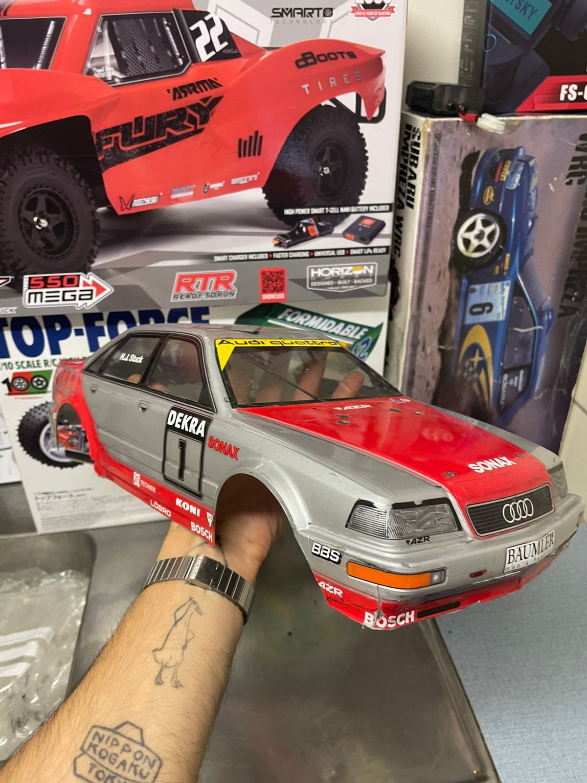 Tamiya Audi 80 1:10 body, Ophalen of Verzenden, Auto onroad