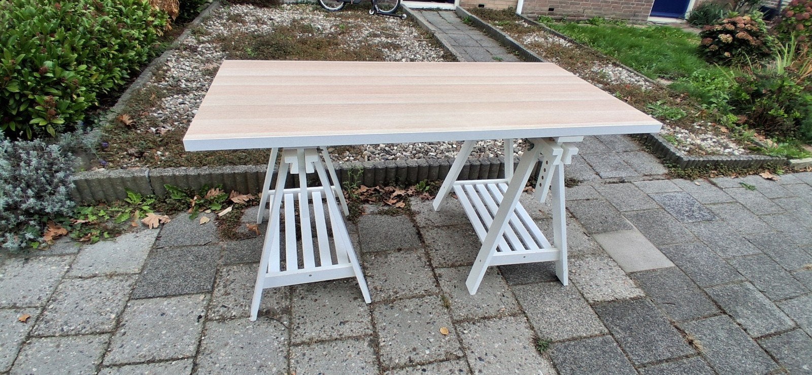 IKEA werk/crafting tafel schragen werkblad, Huis en Inrichting, Ophalen, In hoogte verstelbaar