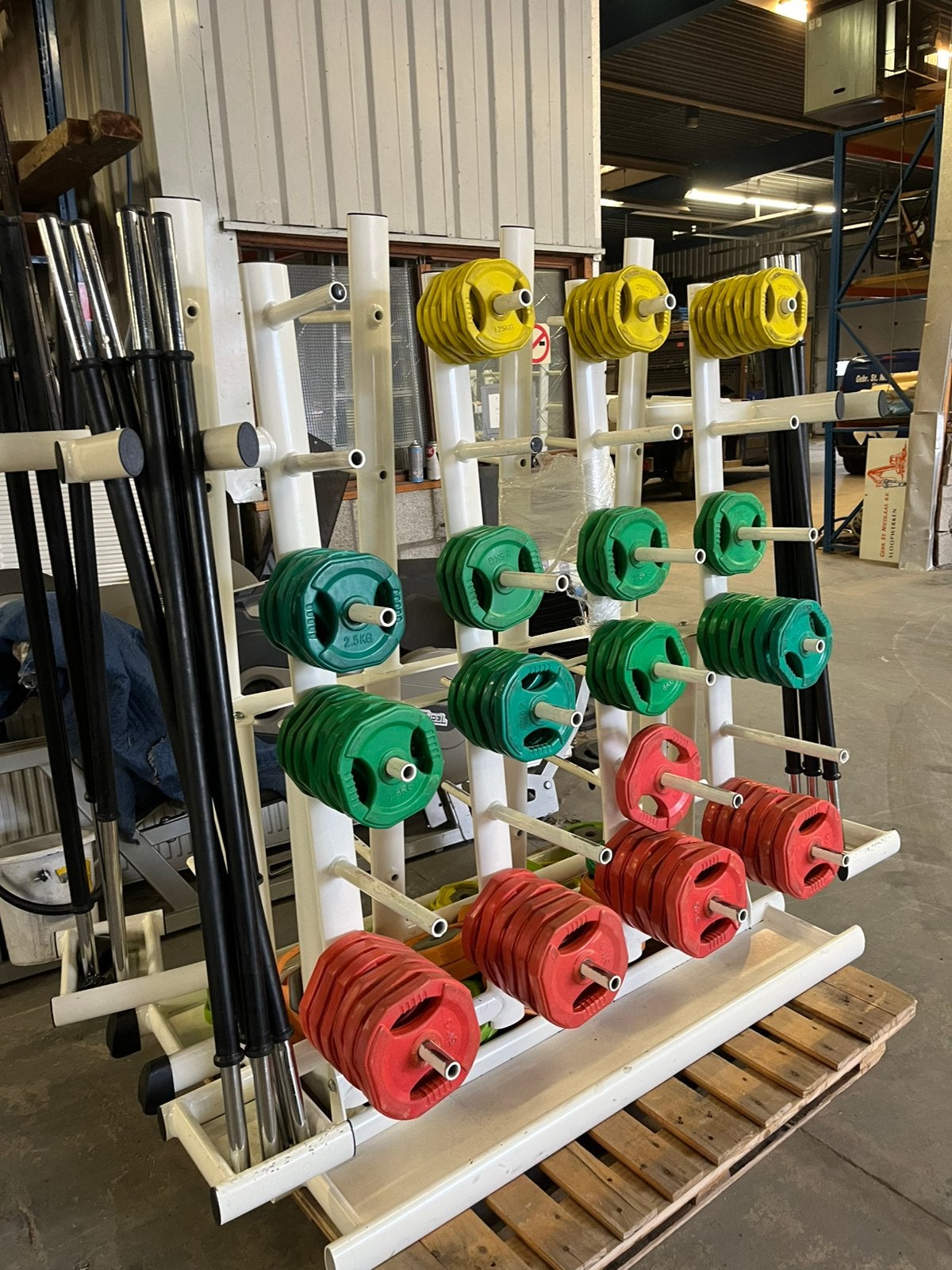 15 x bodypump halter set stang en schijven met rek, Ophalen, 15 x, Gebruikt, Bodypump set