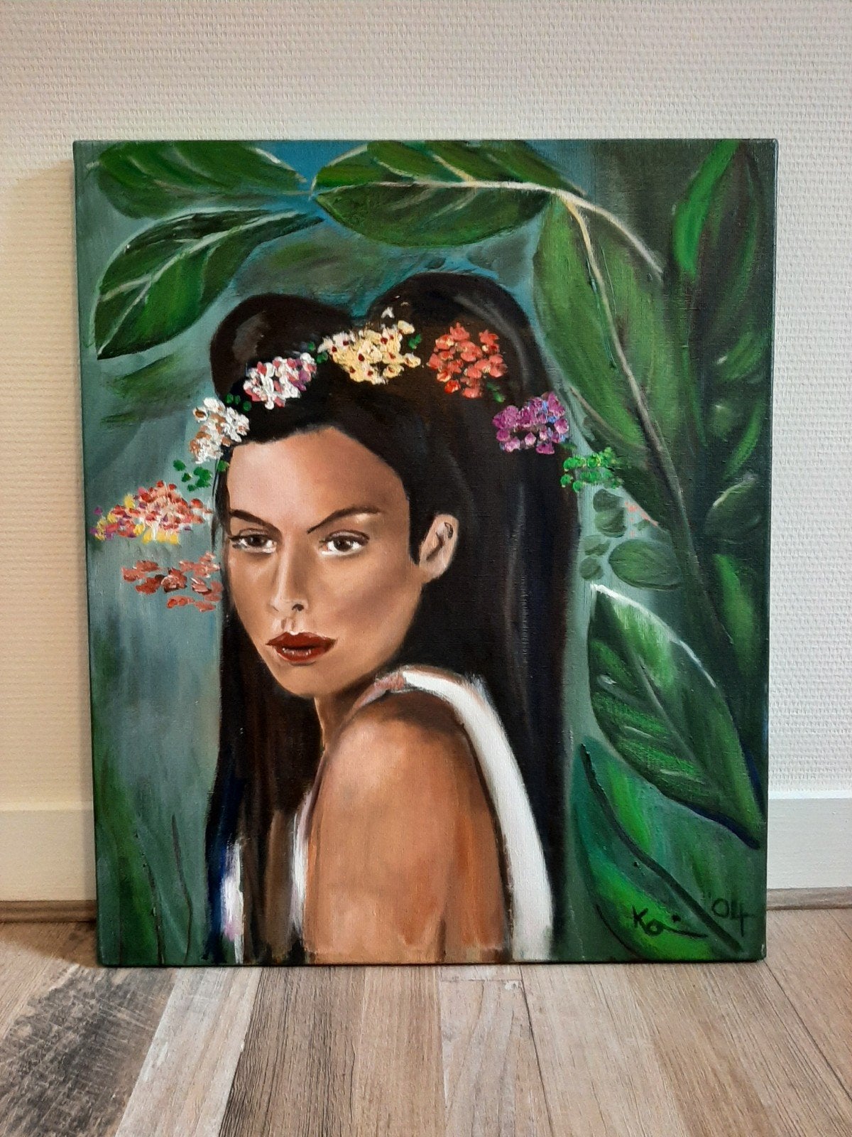 Schilderij kleurrijk portret vrouw, Ophalen of Verzenden