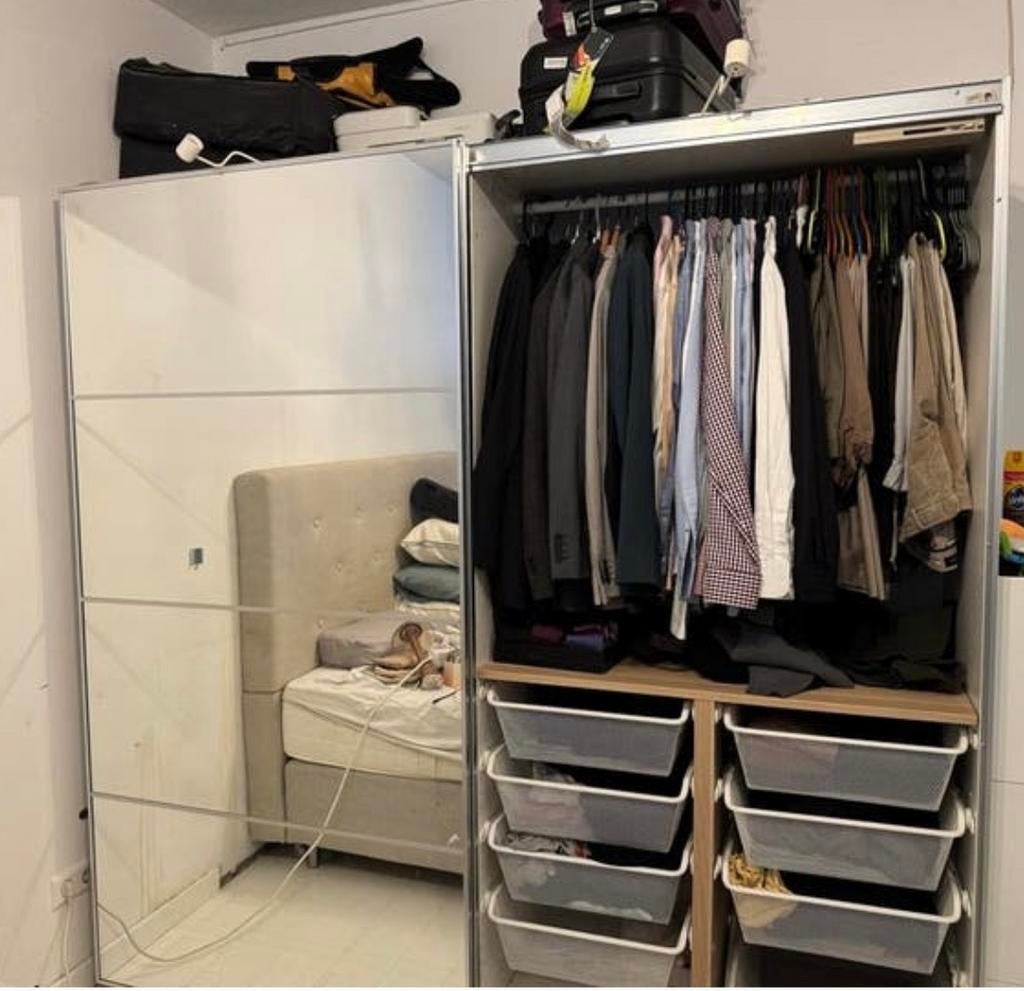 VANDAAG OPHALEN - Ikea Pax kast met laden and spiegeldeuren, Ophalen, Overige materialen, 200 cm of meer, 150 tot 200 cm