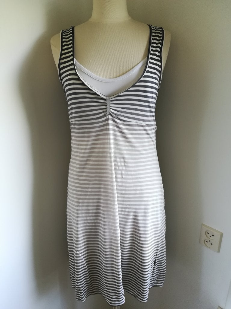 ANNA SCOTT jurk beige bruin wit streep maat M - nieuw -, Maat 38/40 (M), Beige, Anna Scott, Nieuw