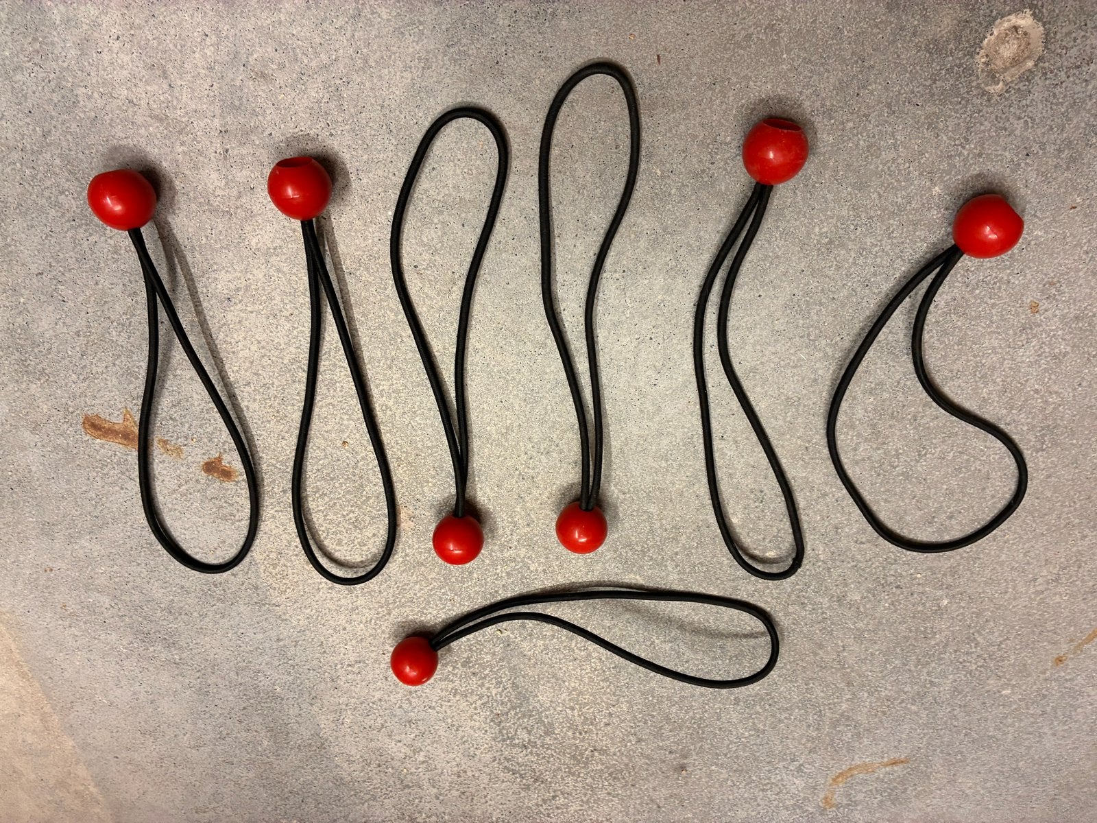 Set van 7 elastische koorden met rode balletjes, Tuin en Terras, Ophalen of Verzenden, Gebruikt
