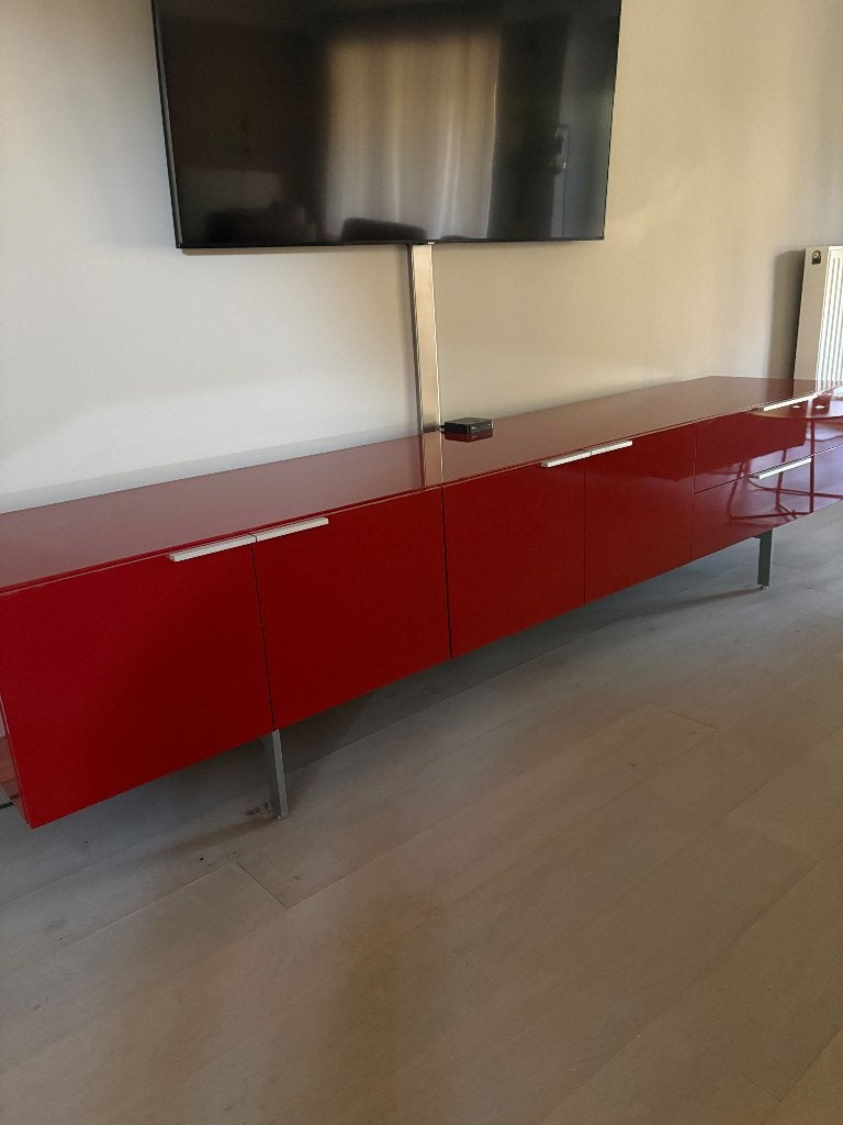 Tv meubel hoogglans rood, Huis en Inrichting, Kasten | Televisiemeubels, Ophalen, Zo goed als nieuw, 200 cm of meer, Minder dan 100 cm