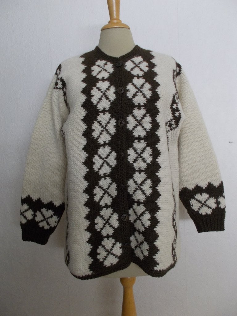 Handmade wollen folklore/Noors look vest! L, Verzenden, Zo goed als nieuw, Maat 42/44 (L), Bruin