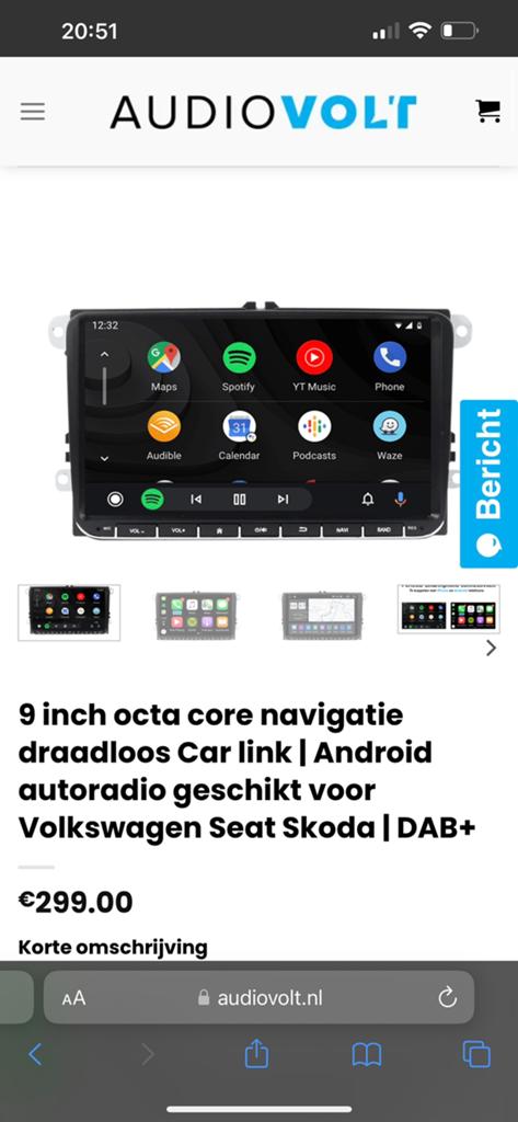 9 inch Octa Core Navigatie Autoradio VW Seat Skoda DAB+, Ophalen of Verzenden