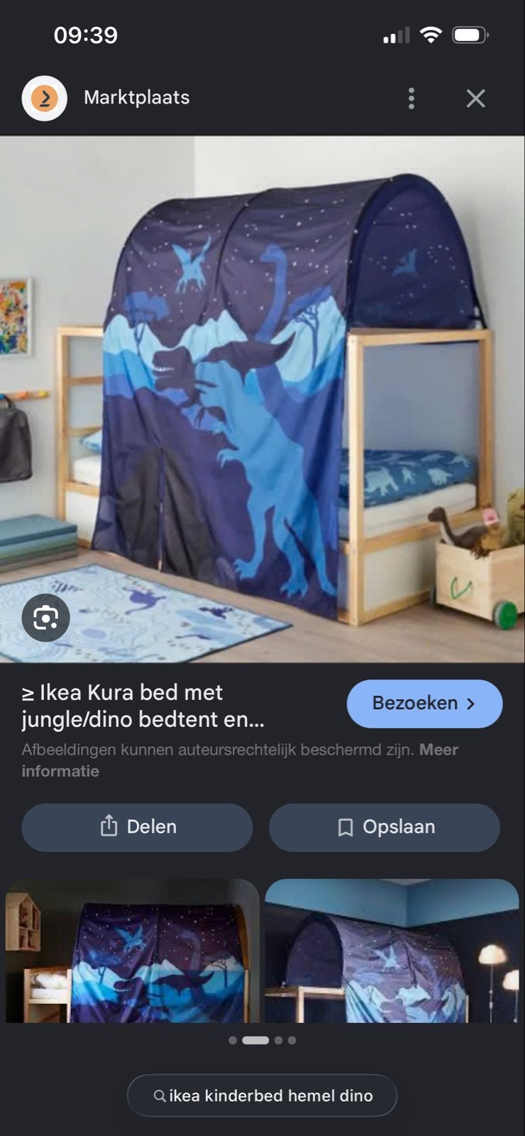 IKEA Kura bedtent met dinosaurus afbeeldingen - als nieuw, Ophalen of Verzenden, Zo goed als nieuw