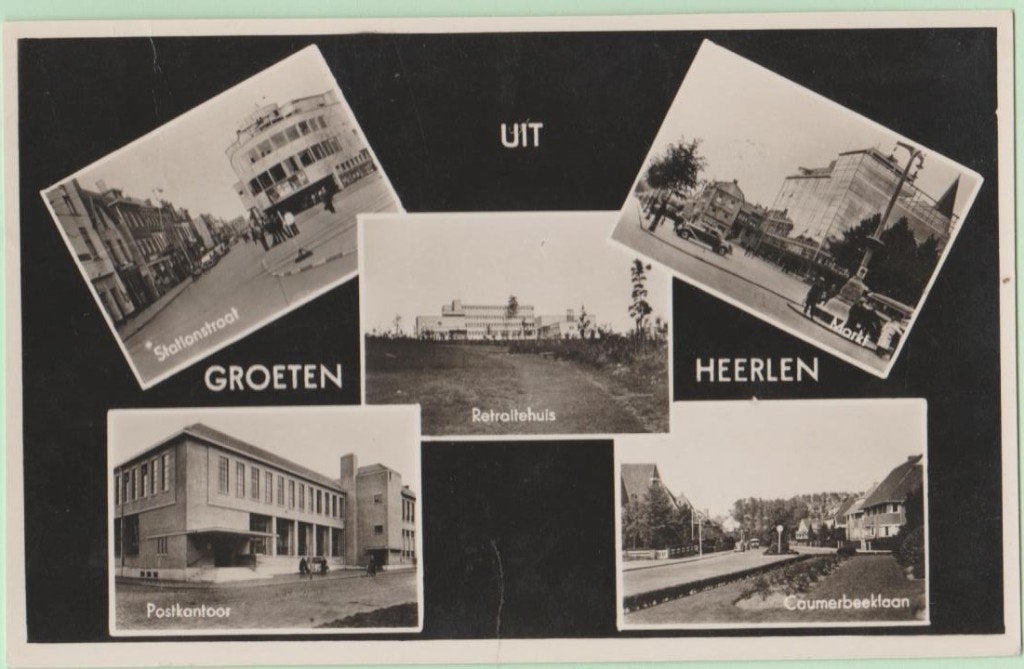 Heerlen. Groeten uit 5-vensterkaart 1950, Ophalen, 1940 tot 1960, Gelopen, Limburg