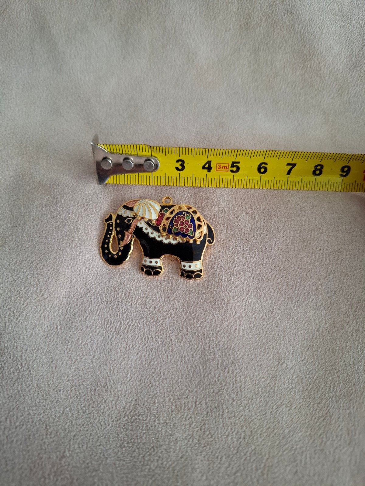 Cloisonné broche Chinese emaille olifant, Overige materialen, 4 tot 7 cm, Zwart, Nieuw