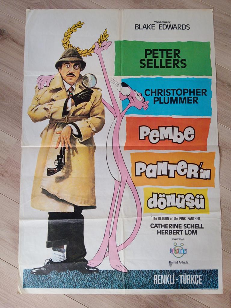 Vintage Turkse filmposter The Return of the Pink Panther, Verzamelen, Ophalen of Verzenden, A1 t/m A3, Film en Tv, Rechthoekig Staand