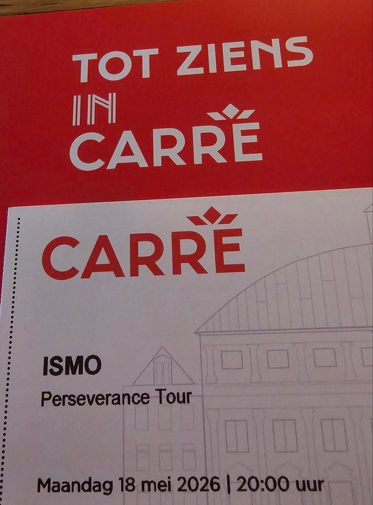 2 tickets ISMO Perseverance Tour maandag 18 mei 20uur Carre, Tickets en Kaartjes, Theater | Cabaret en Komedie