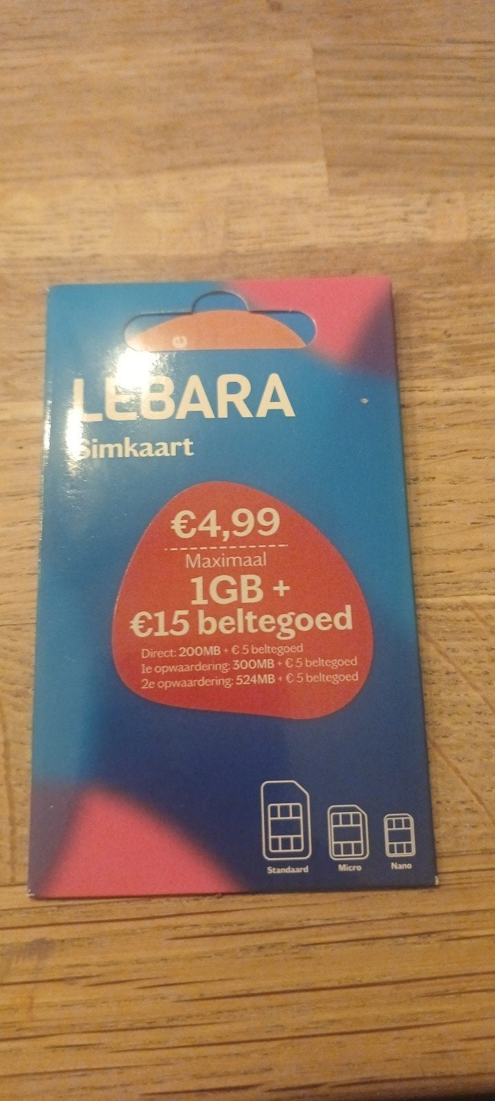 Lebara Simkaart met €15 beltegoed en 1GB data, Telecommunicatie, Ophalen of Verzenden, Nieuw, Overige providers, Simkaart