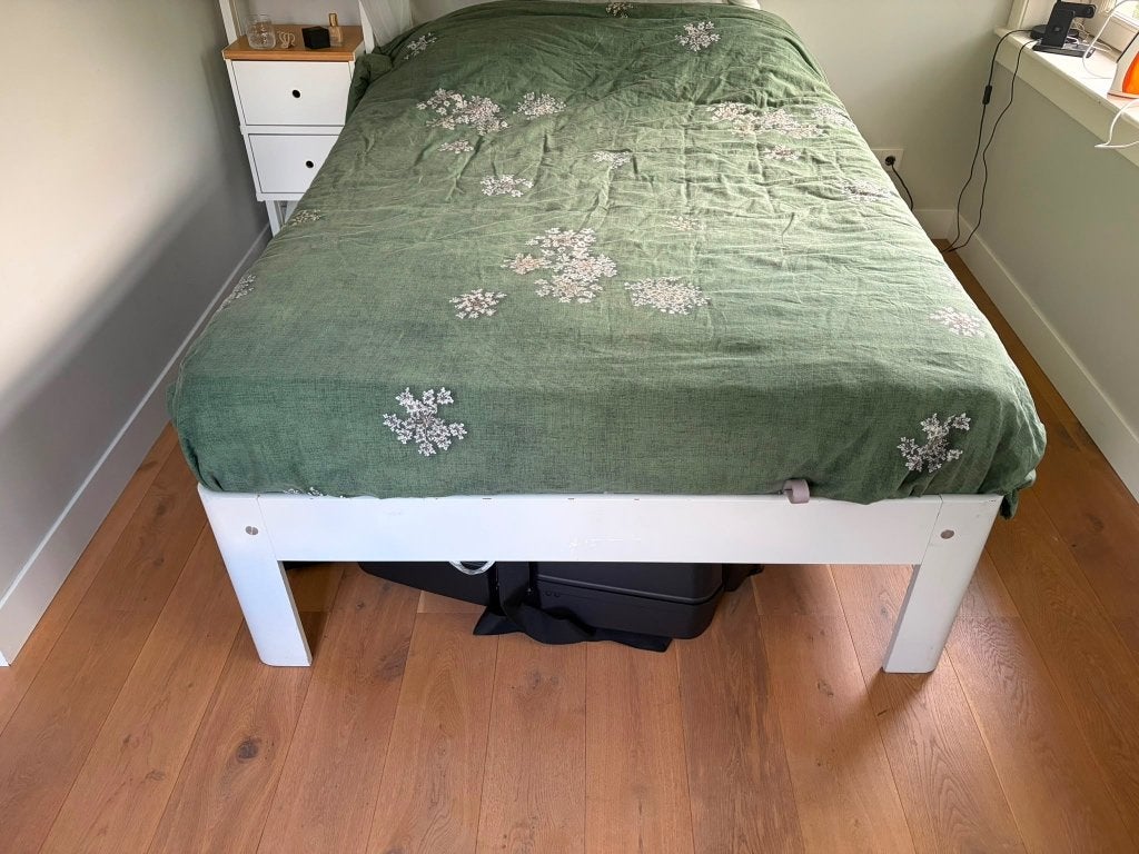 Auping Auronde bed met verstelbare spiraalbodems, Ophalen, Gebruikt, Wit, Tweepersoons