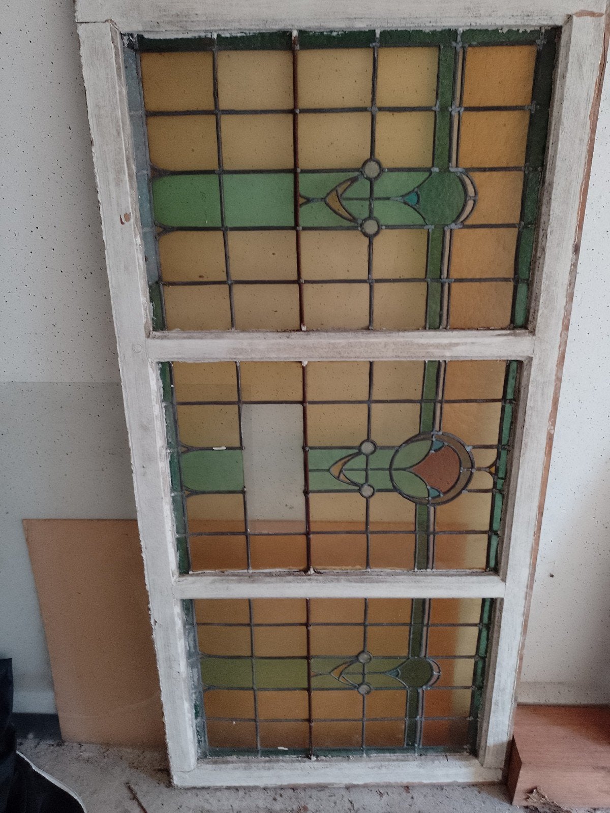 Glas in lood raam eventueel drie delen totale grootte 155x75, Doe-het-zelf en Verbouw, Glas en Ramen, Ophalen, Minder dan 80 cm