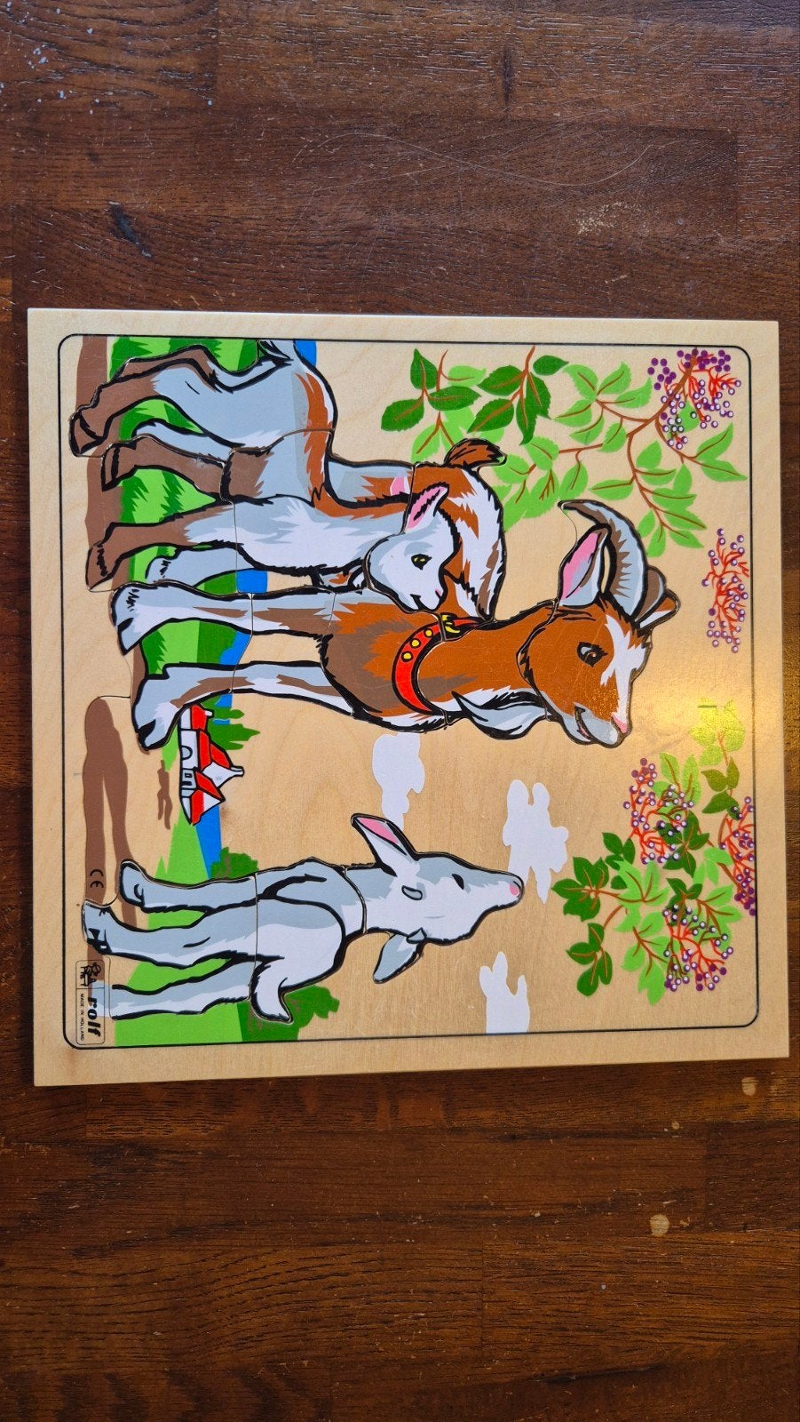 Rolf houten puzzel met geitjes, Kinderen en Baby's, 2 tot 4 jaar, Gebruikt, Ophalen of Verzenden, Van hout