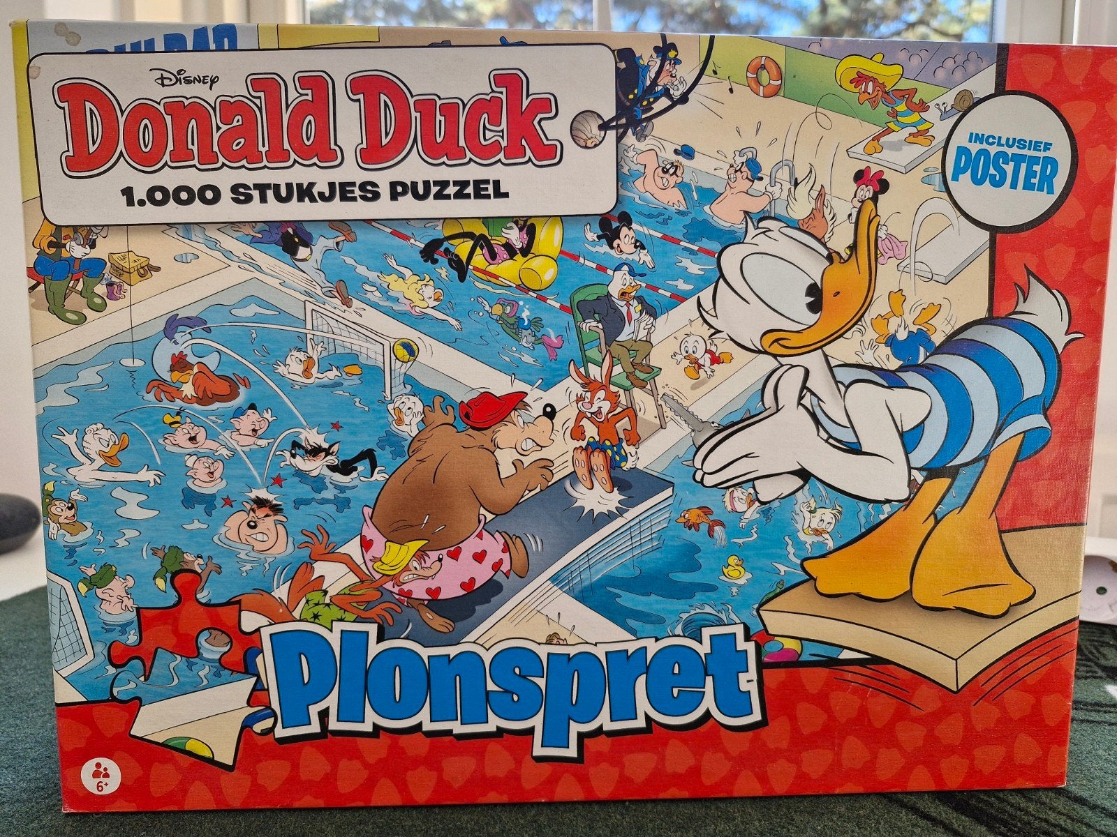 legpuzzel Disney Donald Duck, met poster,1000 stukjes comple, Ophalen of Verzenden, 500 t/m 1500 stukjes, Zo goed als nieuw