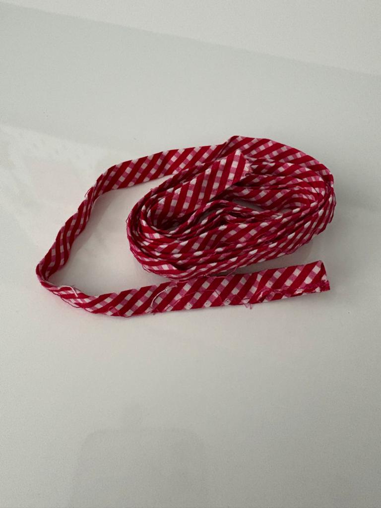 Pip Studio Biaisband Geruit Rood Wit 190cm x 1cm Katoen, Ophalen of Verzenden, Nieuw, Lint, Band of Elastiek