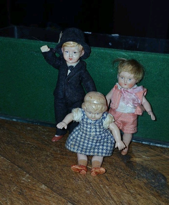 Drie antieke popjes 1920 bijzonder, Antiek en Kunst, Ophalen of Verzenden