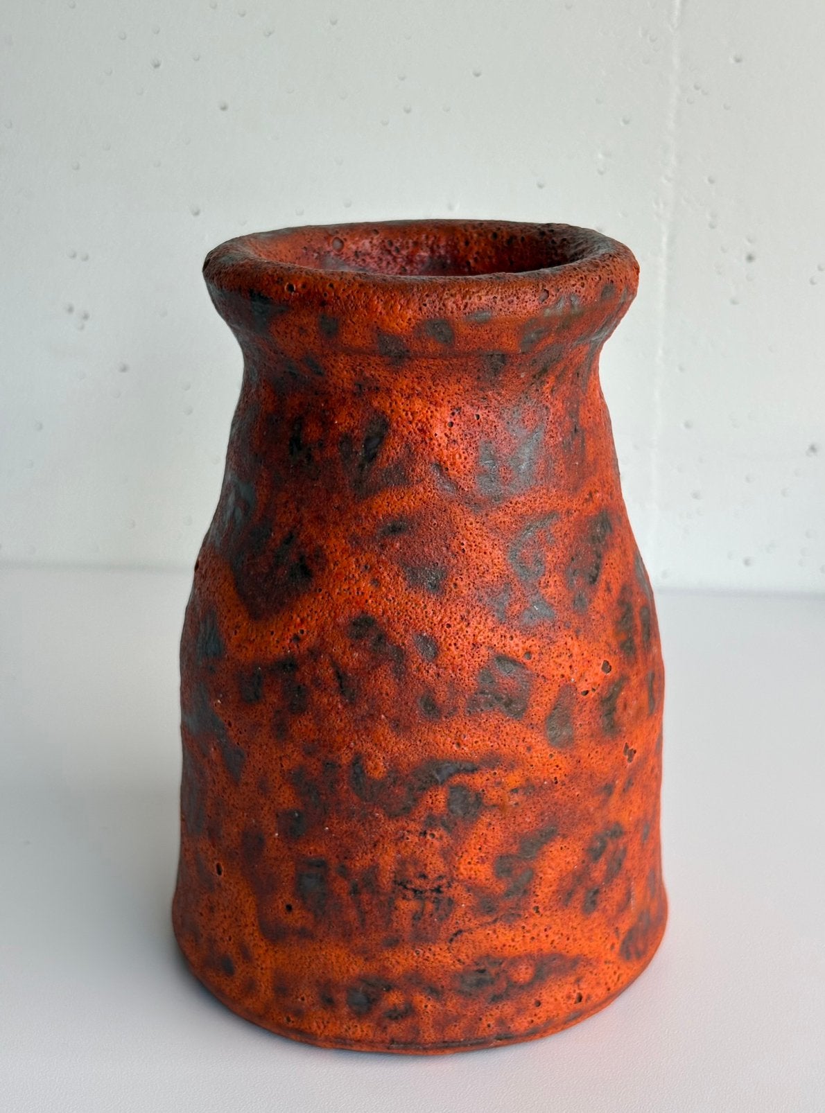 Vintage Fat Lava keramiek bruisglazuur oranje rood vaas, Ophalen of Verzenden