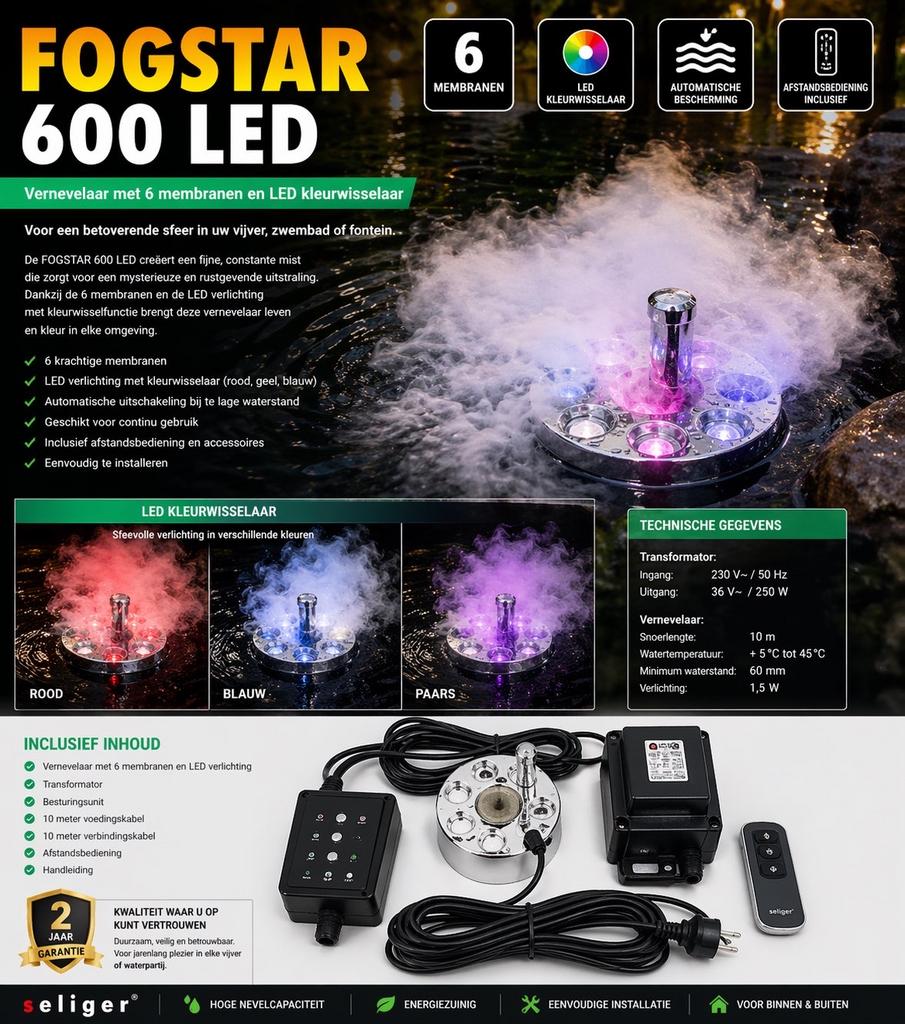 FOGSTAR 600 LED Vernevelaar - Nieuw in Doos met Afstandsbedi, Ophalen of Verzenden, Zo goed als nieuw