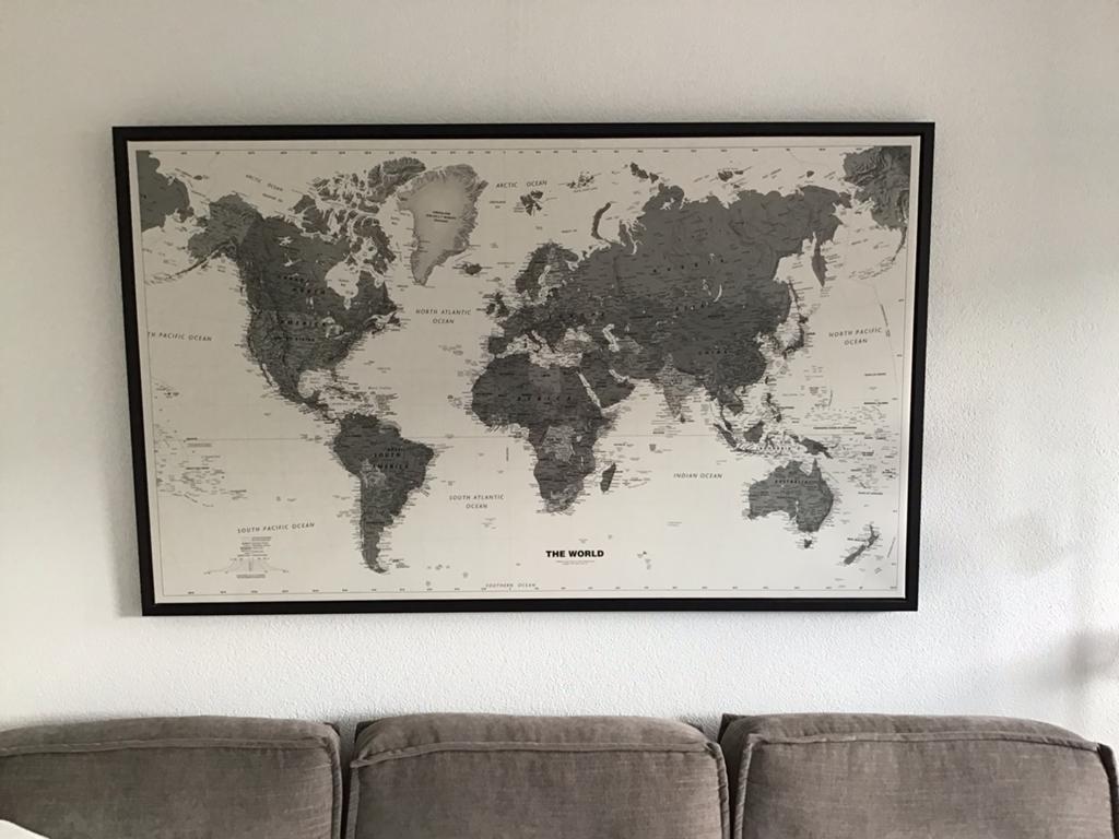 Canvas werelkaart 156 cm x 96 cm, Huis en Inrichting, Ophalen, Zo goed als nieuw, 156 cm, 96 cm