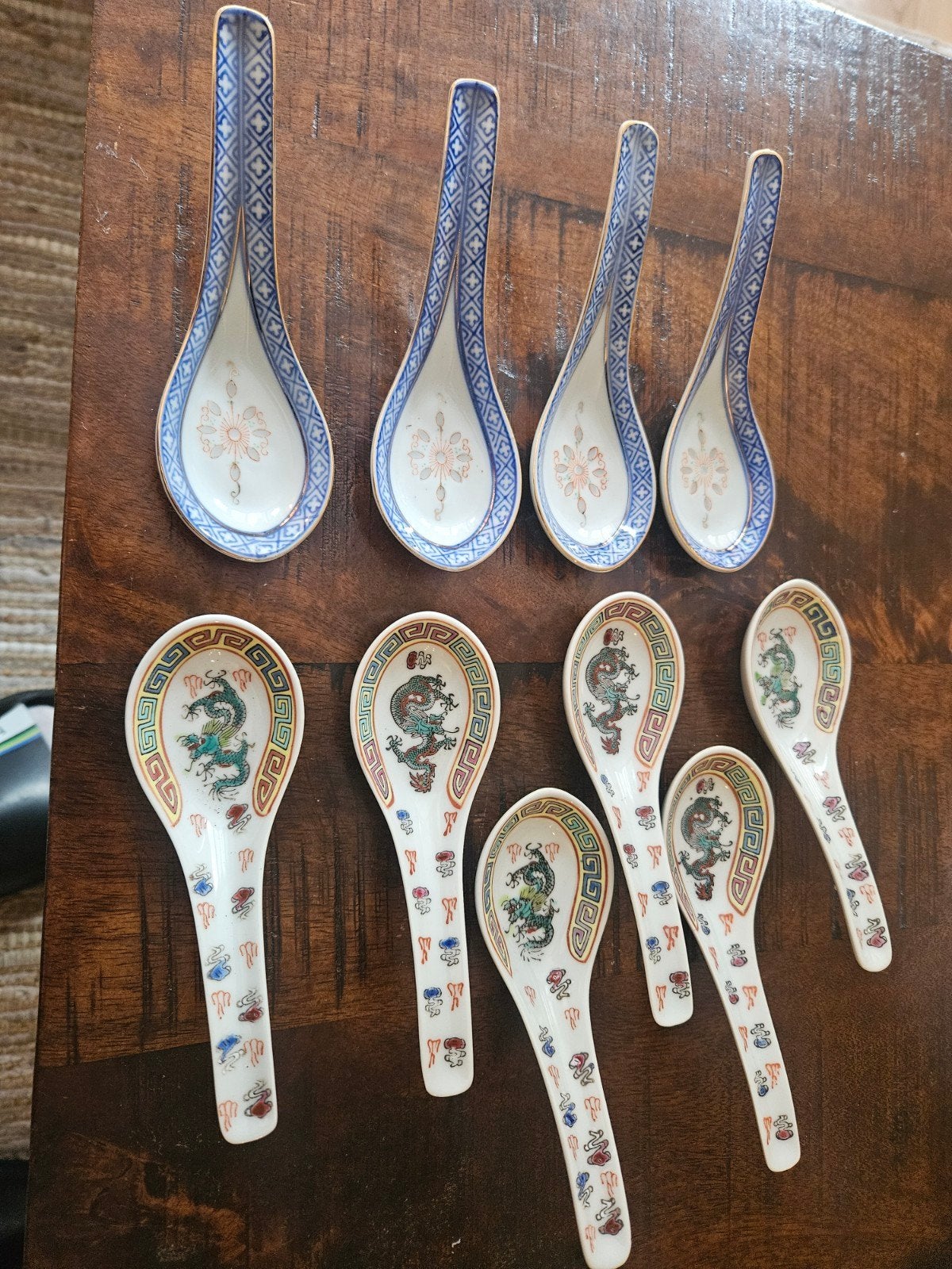 Chinese porseleinen lepels - Set van 4 en set van 5, Ophalen