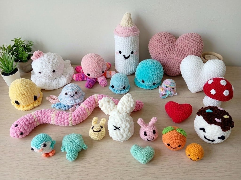 Grote set gehaakte amigurumi knuffels (20 stuks), Handgemaakt, Overige typen, Ophalen of Verzenden, Zo goed als nieuw