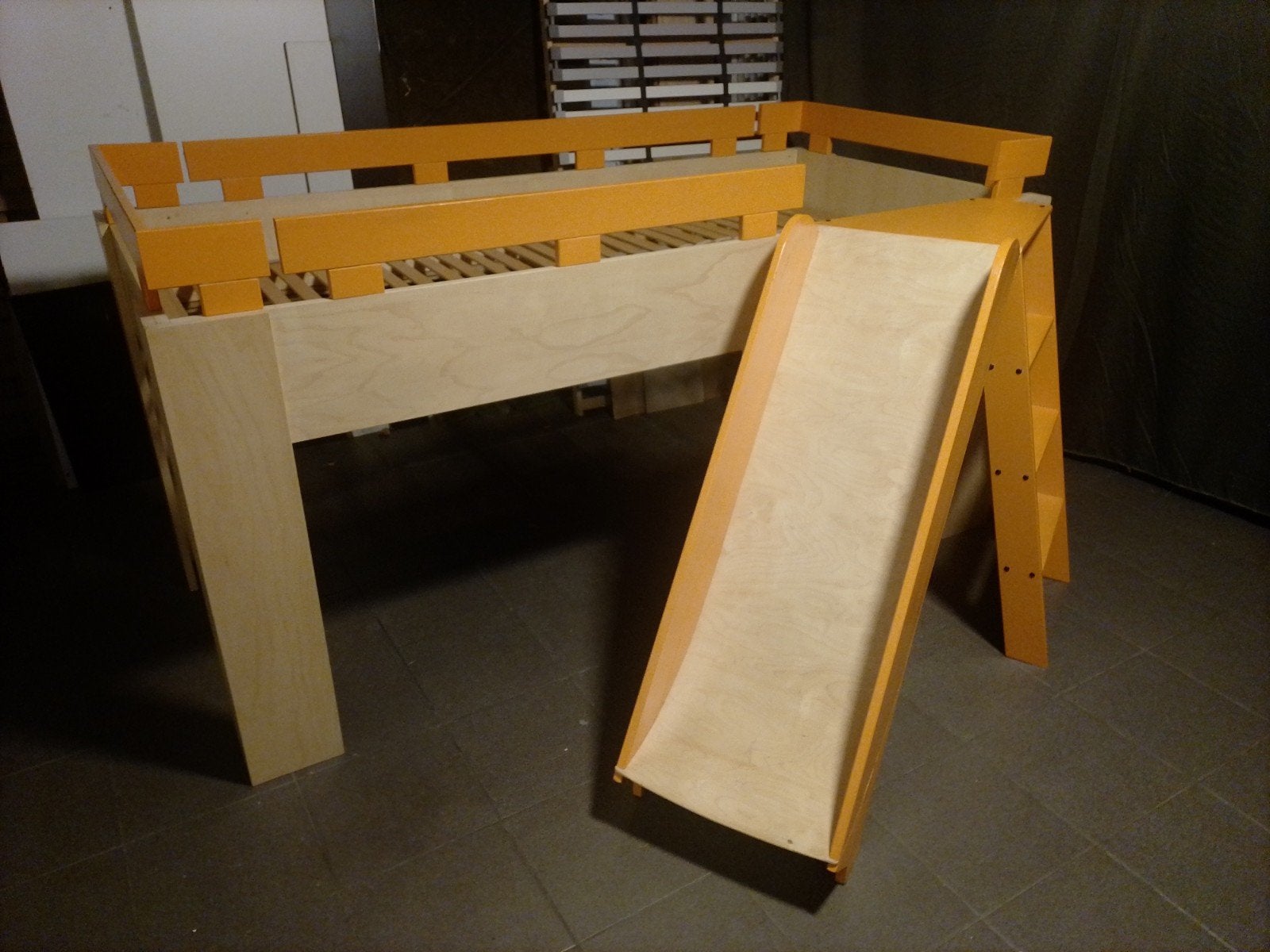 Halfhoogslaper met trapje en glijbaan, 90x200cm, Ophalen, Gebruikt, 90 cm, Eenpersoons